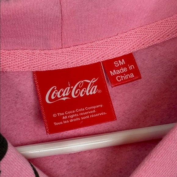 Coca Cola Diet Coke Hot Pink Women's Cropped Hooded Sweatshirt Small - Picture 2 of 6